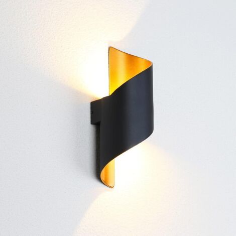 Applique murale extérieure, miroir de salle de bains avant LED, lumineux haut et Bas, 12W noir or (1/5)