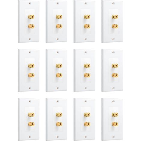 12 Lot Single Gang 1.0 Enceinte Wire Mural Plate (banana Prise Mural Plate) pour 1 Enceinte, Blanc (1/5)