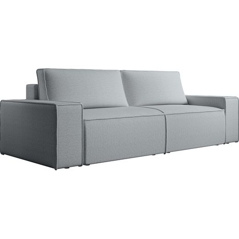 Canapé 4 places convertible en tissu texturé gris AMELIA