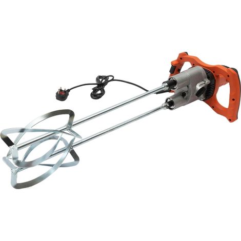 Handheld Electric Cement Mixer 1800W Portable Concrete Mixer Adjustable Speed Double-Rod Paddle Mixer Tool for Mixing Grout, Plaster, Mortar, Paint or Glue (1/5)