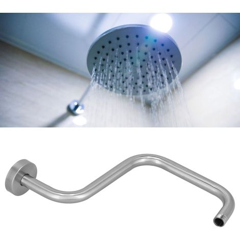 Columna de ducha de acero inoxidable de 33 cm, brazo extensor para cabezal de ducha, accesorios de pared con tapa decorativa. (1/5)