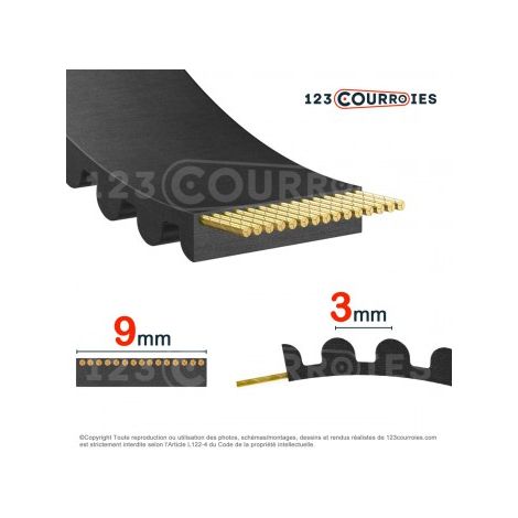 Courroie dentée ouverte 3M9-NEOGLASS
