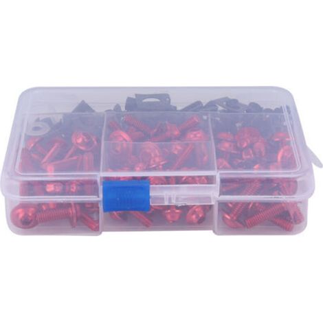 177 pcs Moto Vis Carénage Boulon Kit Universel M5 M6 Fit pour SportbikesRed (1/4)