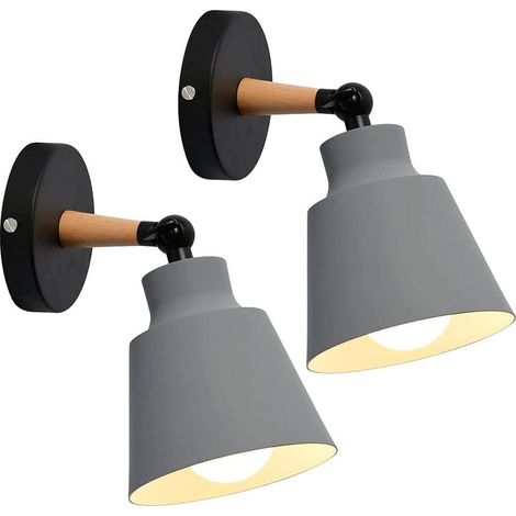 2 Pack Vintage Industrial Wall Lights, E27 Adjustable Metal Ceiling Lights, Retro Indoor Wall Lamp for Bedroom, Kitchen, Restaurant (Without Switch, Gray) (1/5)
