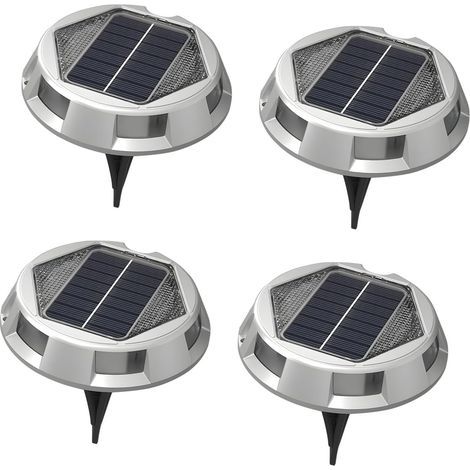 Set of 4 solar garden lights featuring 3 lighting modes and color-changing preferences. Dynamic lighting for walkways and lawns. (1/5)
