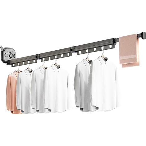 Étendoir à Linge Mural, Cintre Mural Porte-vêtements Pliable avec Trous Suspendus, Rotatif à 360 °, Aluminium Etendoir Linge pour Balcon, Salle de Bains, Buanderie (1/5)