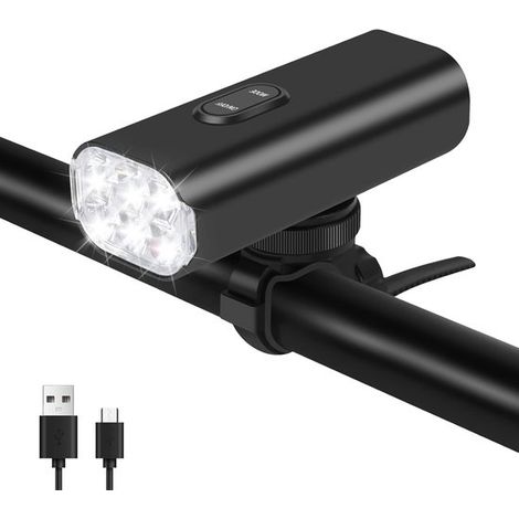 Faro anteriore per bicicletta,Faro anteriore per bicicletta a 6 LED luminosi,Faro anteriore per bicicletta ricaricabile tramite USB da 4800 mAh (1/5)