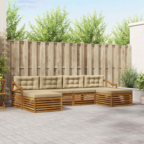 Sofagarnituren 6 pcs Natur und Beige Massivholz Akazie