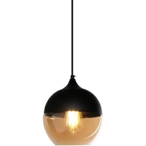 U-do Lustre Industrielle Suspension Vintage en Fer Cage en Verre Noir et Brun (1/4)
