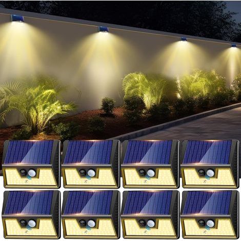 Solarbetriebene Außenleuchten mit Bewegungsmelder – 4er-Pack – Wasserdicht nach IP65 – 3 Beleuchtungsmodi – Einfache Montage an Wänden und in Gärten (1/5)