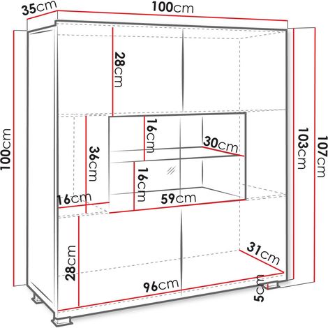 Buffet Remus, Chêne doré, 107x100cm, Le nombre de portes: 235cm, Stratifié, Verre trempé