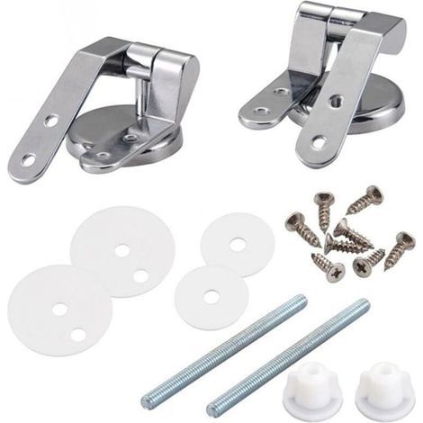 Charniere Abattant WC, Kit Fixations Remplacement pour WC Abattant, Charnière WC Fixations, pour Sièges de Toilette en Résine de Bois - 2 Pcs (1/5)