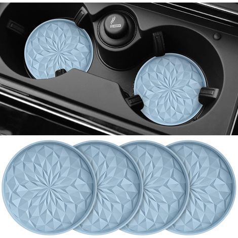 Lot de 4 sous-verres en silicone 7 cm pour porte-gobelets auto, antidérapants. (1/5)