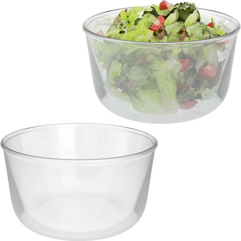 Grand saladier en Verre, lot de 2, capacité : 1,6 l, pour la Cuisine, Transparent (1/5)