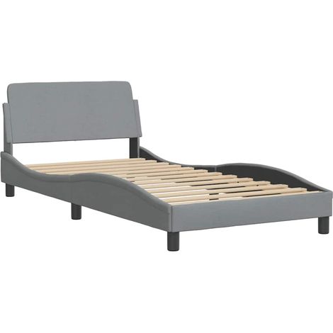 Cadre de lit Dover gris clair 100x190 cm tissu vidaXL (1/5)
