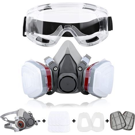 Demi-masque respiratoire réutilisable 6200, masque à gaz, protection respiratoire avec lunettes de sécurité pour peinture et soudage (1/5)