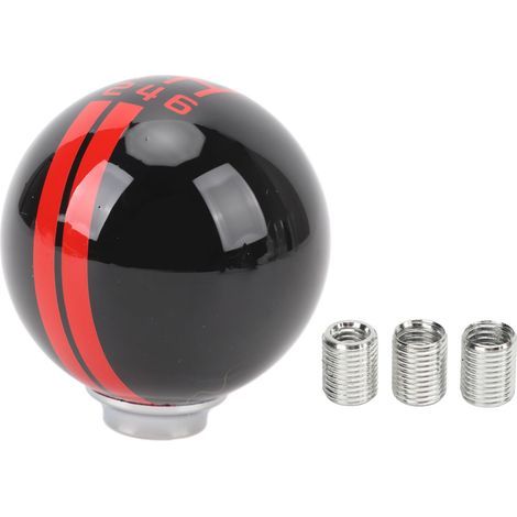 Pomo de palanca de cambios redondo para coche de carreras, 6 velocidades, para Shelby T500, 3 adaptadores para vehículo anual (negro y rojo). (1/5)