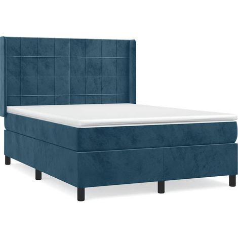 Maison Exclusive - Giroletto a Molle con Materasso Blu Scuro 140x200 cm in Velluto (1/5)