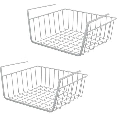 GROOFOO Panier Suspendu, 2 Pcs Panier de Rangement Sous Étagère Métallique Paniers à Étagères Empilables,Panier de Rangement de Cuisine pour Cuisine,Bureau,Salle de Bain (1/5)