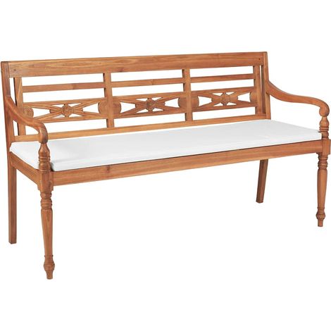 vidaXL Banco Batavia con cojines 150 cm madera teca (1/5)