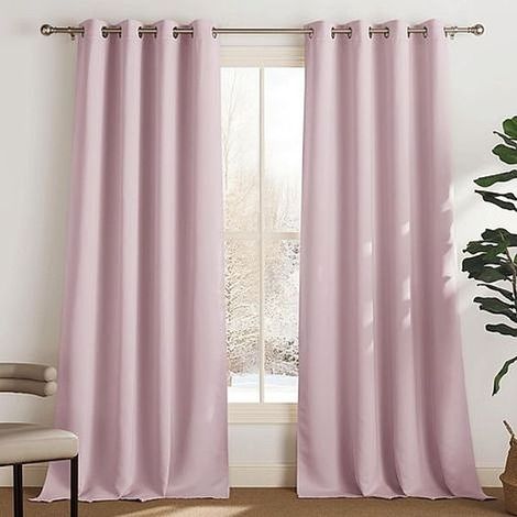 BelleRise - Lot de 2 Rideau Occultant Thermique Isolant Anti Froid 132x92 (lxH) Tenture Opaque Lumiere Uv Chambre Salon Intérieurs (1/5)