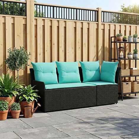 vidaXL  Garden Armrest Sofa with Corner Sofa  2 Piece PE Rattan
