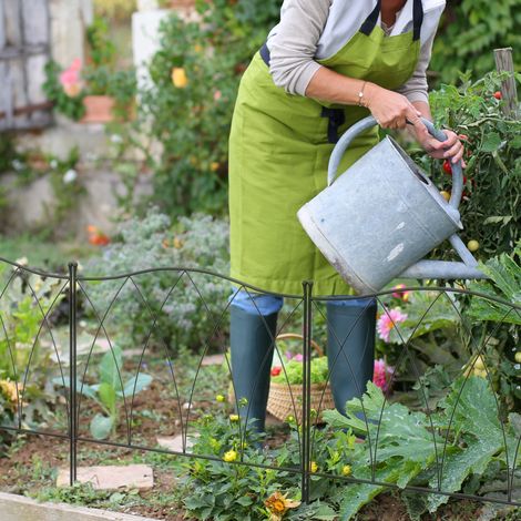 Lot de 5 barrières en métal noir pour jardin ornemental - 62 x 305 cm