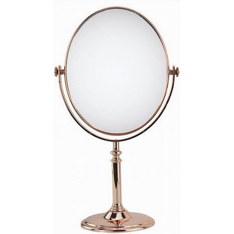 Cleafe - Specchio Tavolo Make Up Trucco Accessorio Bagno Oro Rosa Donna 28 Cm Ovale 69416 - (1/2)