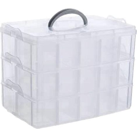 Dreistöckige, stapelbare Aufbewahrungsbox aus transparentem Kunststoff für Schmuck, Bastelarbeiten und Hobbys (1/5)