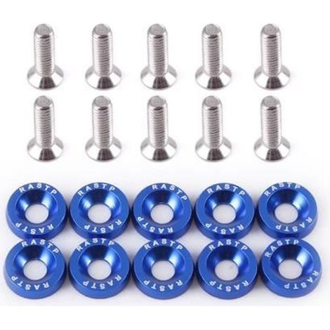 10 pièces Boulon Écrou , Vis concave M6 en acier bleu, Fixations hexagonales modifiées pour plaques automobiles