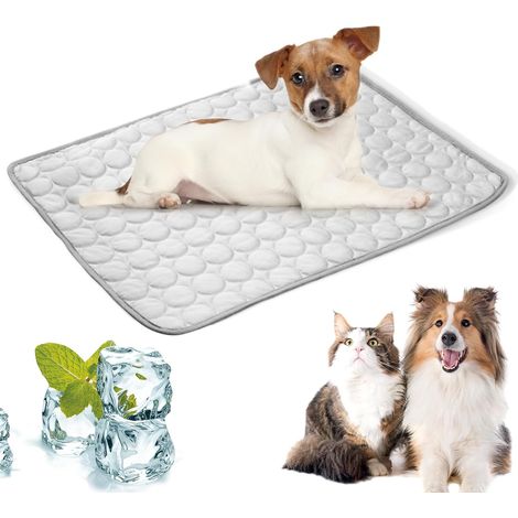 Tapis Refrigerant Chien 62 50cm Tapis Rafraîchissant pour Animaux Coussin de Refroidissement Réutilisable Pet Cooling Mat pour Chiens de Petite et Moyenne Taille ou Chats Durable(Gris M) (1/5)