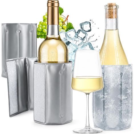 2x Manchons Rafraîchissants avec Fermeture Rapide Housses réutilisables pour vin, bière et boissons sans alcool, idéales en déplacement (1/5)