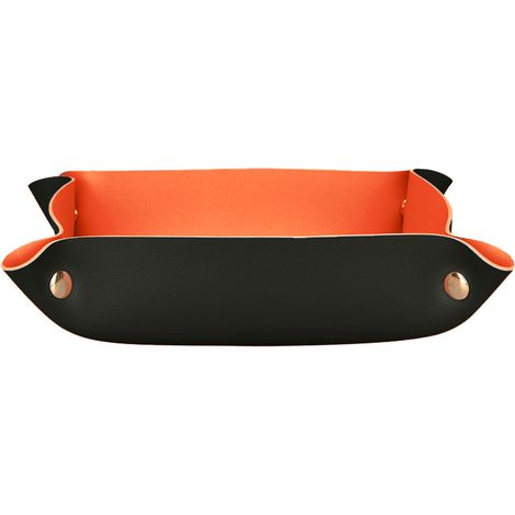 Plateau De Rangement Pour Clés Et Bijoux - Cuir Synthétique Pu - 25 X 25 X 5 Cm - Style Vintage Avec Rivets En Laiton - Lot De 2 (1/5)