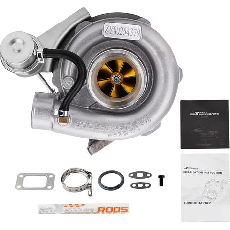 T3 T4 T03 T04 .63 Turbo T3 Ölgekühlt V-Band Turbolader für 4 6 Zyl TurbochargerT3 T4 44 Trim Turbocharger Compressor 400+HP Stage III Wastegate street turbo (1/5)