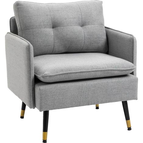 Sofá de dos plazas de lino gris claro, 141 x 65 x 78 cm, con estructura de madera maciza y patas de madera maciza de caucho, ideal para oficina en casa, salón y dormitorio. (1/5)