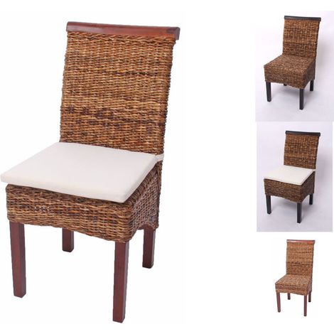 Lot de 2 chaises M45, banane tressée, 47x54x93cn, pieds foncés, avec coussin (1/5)