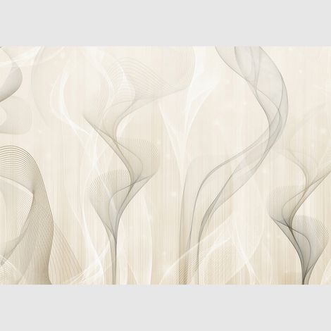 Papier peint intissé - Vagues de fumée ivoire - 375x270 cm