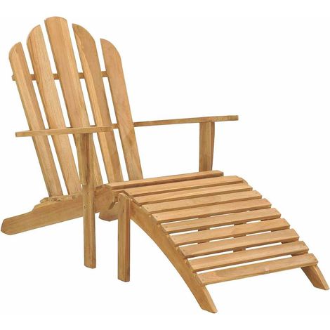 vidaXL Chaise Adirondack avec repose-pied bois de teck solide (1/5)