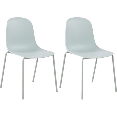 Lot de 2 chaises de jardin en plastique turquoise et cadre robuste à quatre pieds en acier 100007328