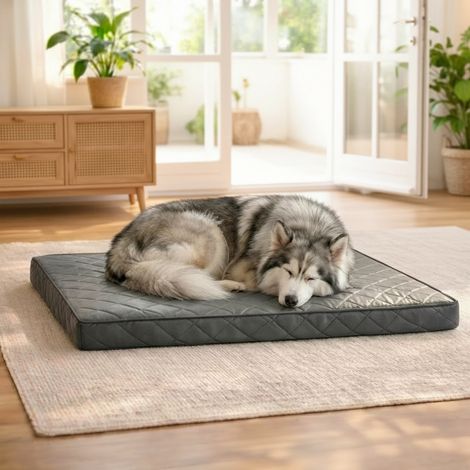 belviona Hundematratze orthopädisch, Memory-Foam Hundematte mit abnehmbarem Bezug, pflegeleicht & rutschfest, 118x80 cm, grau (1/5)