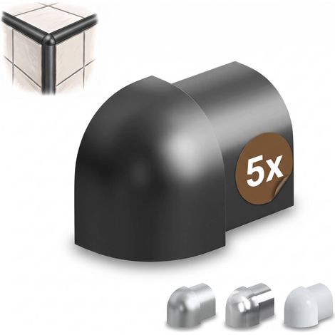 Dalsys Angle extérieur pour rail de carrelage aluminium (anodisé) Profilé en quart de cercle, profilé pour carrelage - 12,5mm, 5 pièces Noir