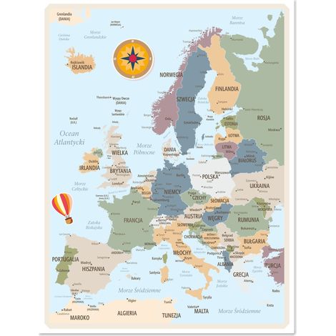Tableau magnétique autocollant carte de l'Europe 95x72cm – Léger et facile à installer – Pour aimants photo de voyage – Décoration éducative (1/5)