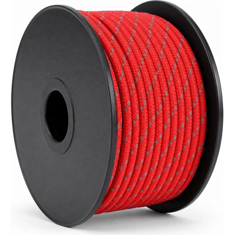 Corda riflettente per tenda 6 mm x 30 m rossa per esterni (1/5)
