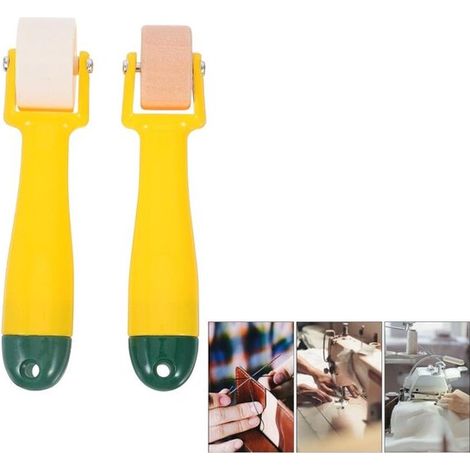 Rodillo de costura de 2 piezas, Mini herramienta de planchado, Para acolchado y costura, Ideal para papel pintado, Amarillo, 15 cm (1/5)