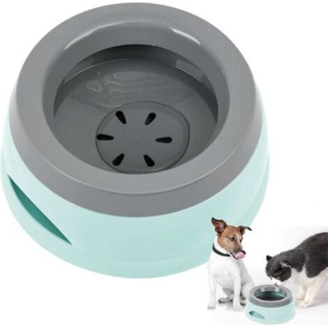 1 accessoire de voyage en plastique bleu pour chien et chat mesurant 18,9 L x 8 L x 15,6 H, bol anti-vibration de 750 ml, distributeur d'eau portable amovible