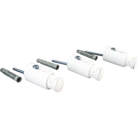 Jeu de 3 consoles universelles blanches pour sèche-serviettes à tubes ronds, réglables de 65mm à 90mm, compatible avec des diamètres de Ø15mm à Ø28mm (1/3)