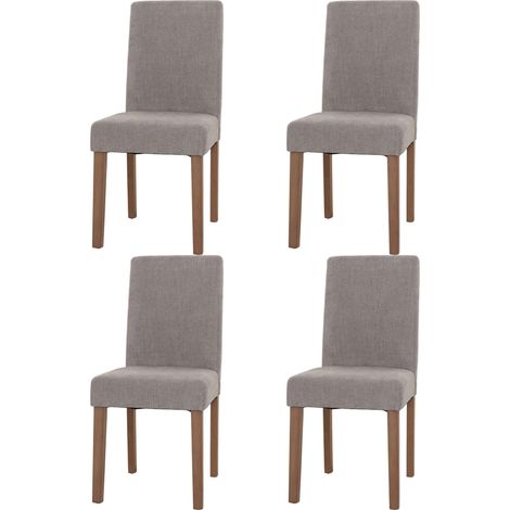 Lot de 4 chaises de salle à manger Littau, chaise de cuisine à dossier haut, tissu/textile chenille bois gris clair, p (1/5)