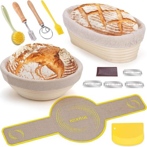Gärkorb-Set, Gärkorb aus natürlichem Rattan für Brot und Sauerteig