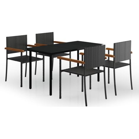 Maison Exclusive - 5-tlg. Garten-Essgruppe Schwarz