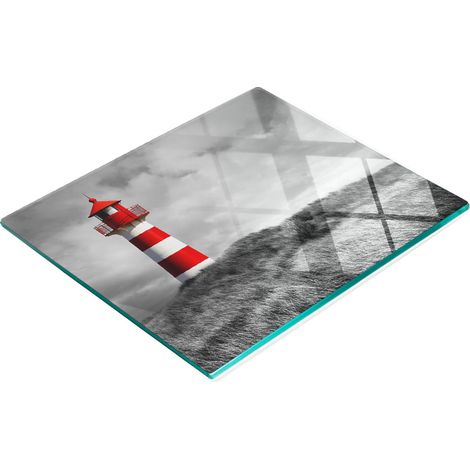 Dekoratives Glas-Küchenschneidebrett Leuchtturm 60x52 cm (1/5)